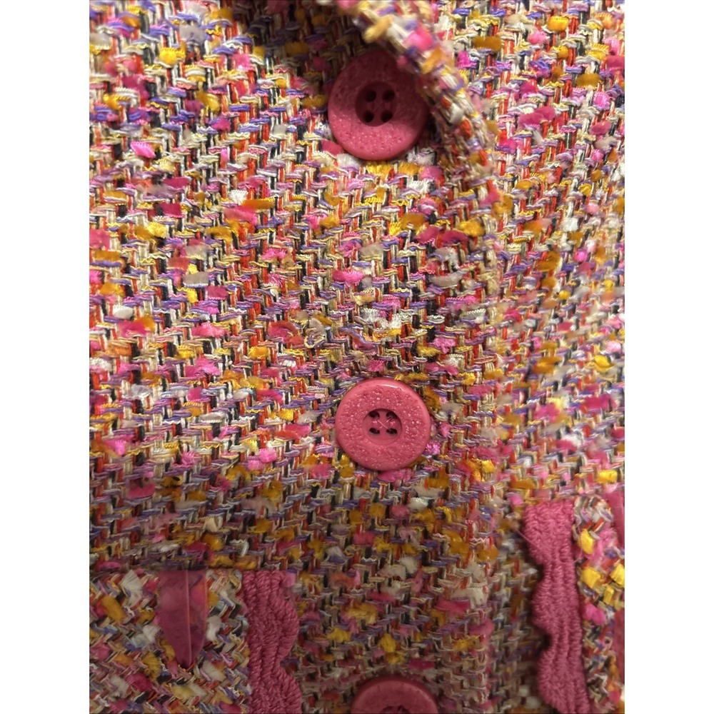 Vintage Althuser Womans 100% Silk Button Up ‎ Tweed Blazer Lined Pink Size 2 - Picture 8 of 16